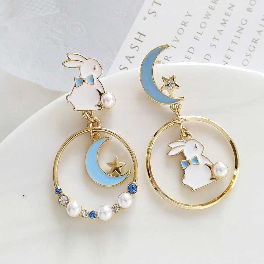 Accessories Kawaii Therapy | Kawaii Bunny Moon Earrings Limited Edition