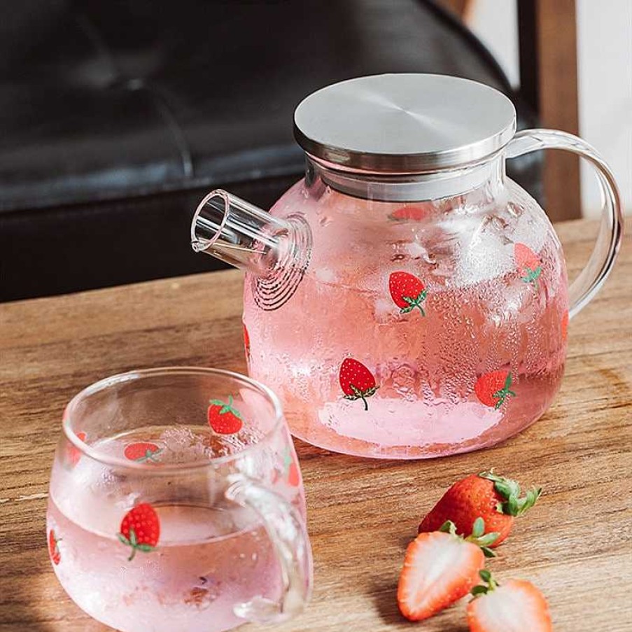 Bottles Kawaii Therapy | Kawaii Strawberry Glass Tea Pot Limited Edition