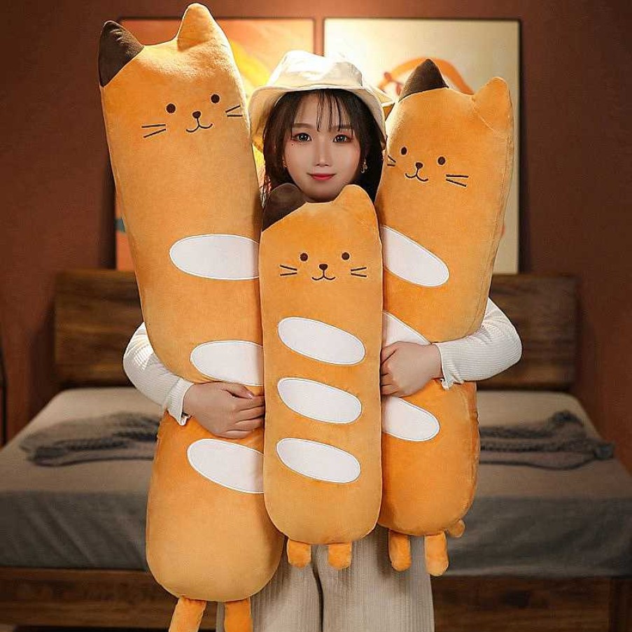 Plushies Kawaii Therapy | Kawaii Long Cat Loaf Pillow Plush (90Cm) Limited Edition Brown